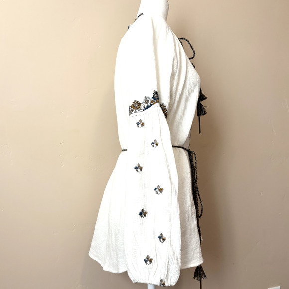 Scarlet Poppies Ibiza S/M Tunic Top Chic Embroidered Belted Beach - Picture 9 of 16